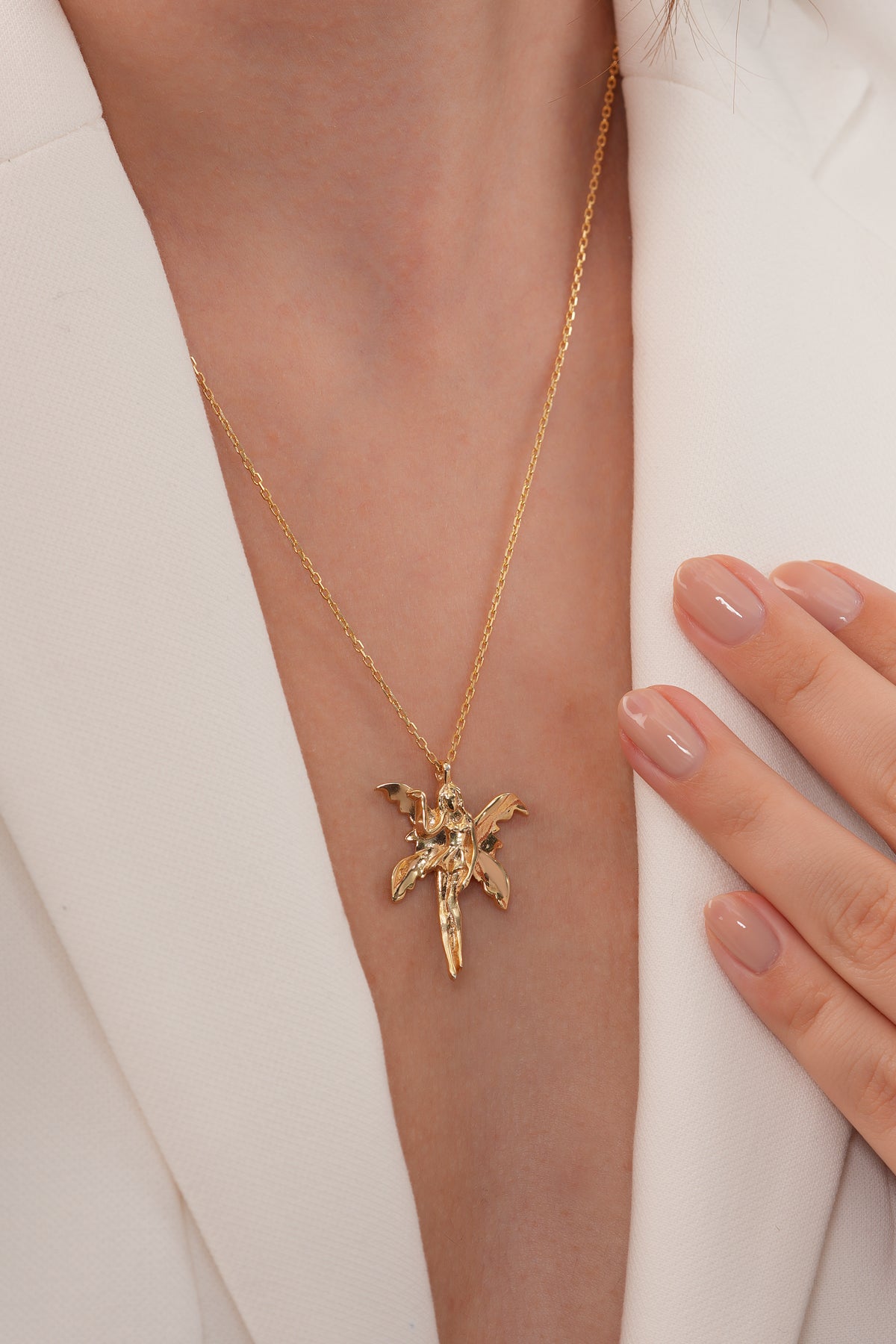 925 Ayar Gümüş Zincirli Altın Kaplama “Fairy Dust” Kolye