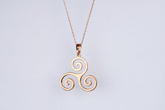 925 Ayar Gümüş 18K Altın Kaplama Triskelion Mitolojik El Yapımı Kolye